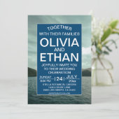 Beach nautical marine blue Wedding Invitation Kaart (Staand voorkant)