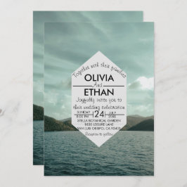 Beach nautical marine blue Wedding Invitation Kaart