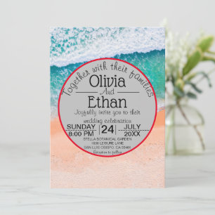 Beach nautical marine blue Wedding Invitation Kaart