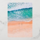 Beach nautical navy blue Wedding Folie Uitnodiging (Achterkant)