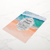 Beach nautical navy blue Wedding Folie Uitnodiging (Gedraaid)