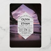 Beach nautical navy blue Wedding Folie Uitnodiging (Voorkant)