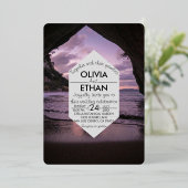 Beach nautical navy blue Wedding Folie Uitnodiging (Staand Voorkant)