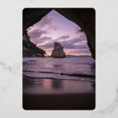 Beach nautical navy blue Wedding Folie Uitnodiging (Achterkant)