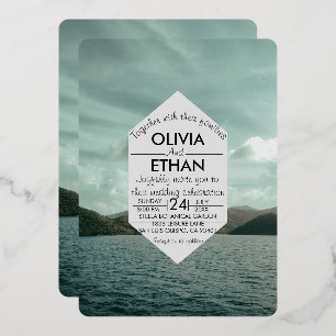 Beach nautical navy blue Wedding Folie Uitnodiging