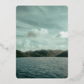 Beach nautical navy blue Wedding Folie Uitnodiging (Achterkant)