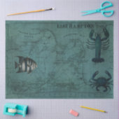 Beach Nautical Ocean Lobster Crab East Hampton Map Tissuepapier (Craft)