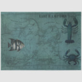 Beach Nautical Ocean Lobster Crab East Hampton Map Tissuepapier (Voorkant)