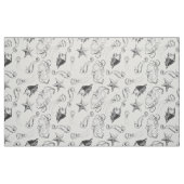 Beach Nautical Ocean Theme Black and White Ink Stof (Fat Quarter)