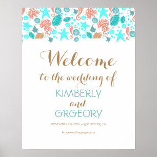 Beach Nautical Ocean Wedding Welcome Sign Poster