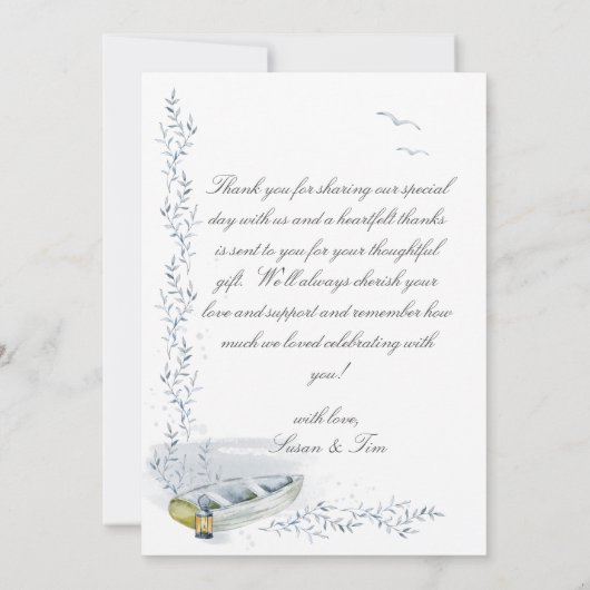 Beach Nautical Theme Weddenfoto Hartelijk dank Bedankkaart (Achterkant)