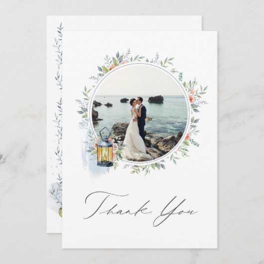 Beach Nautical Theme Weddenfoto Hartelijk dank Bedankkaart (Voorkant / Achterkant)