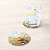 Beach Nautical Wedding Favor Party Personalized Ronde Kartonnen Onderzetter (Insitu)