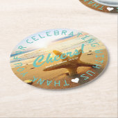 Beach Nautical Wedding Favor Party Personalized Ronde Kartonnen Onderzetter (Gebogen)