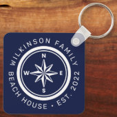 BEACH NAUTISCHE BOTSLAG HOUSE Voeg Jouw naam Jaar  Sleutelhanger (Achterkant)