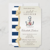 Beach,Navy Rope,Anchor Stripes Vrijgezellenfeest Kaart (Voorkant)