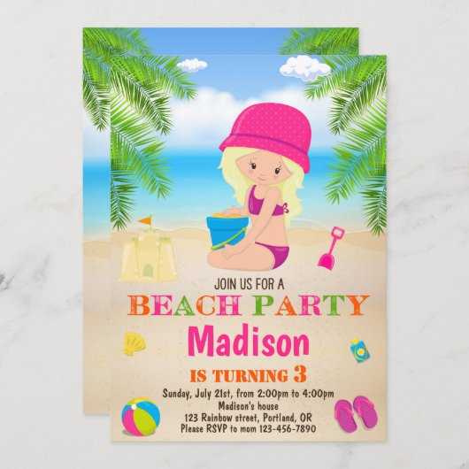 Beach nodigt de zomervakantie uit kaart (Voorkant / Achterkant)