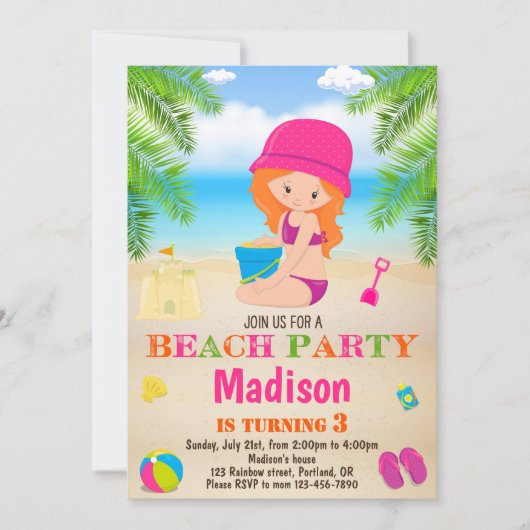 Beach nodigt de zomervakantie uit kaart (Voorkant)