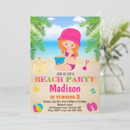 Beach nodigt de zomervakantie uit kaart (Staand voorkant)
