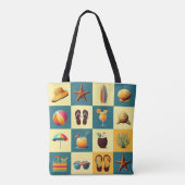 Beach Objects Pattern Canvas tas (Achterkant)