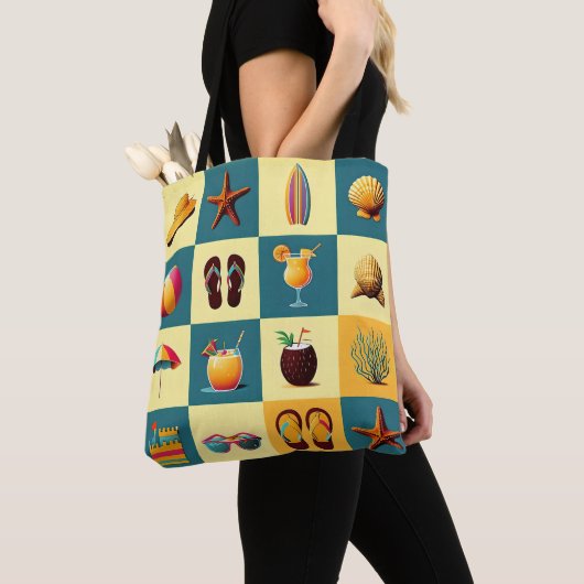 Beach Objects Pattern Canvas tas (Dichtbij)