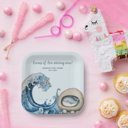 Beach Ocean baby shower Papieren Bordje (Feest)