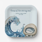 Beach Ocean baby shower Papieren Bordje (Voorkant)