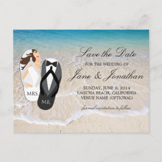 Beach Ocean beroemd gemaakt door Mr. and Mrs. Trou Aankondigingskaart