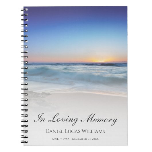Beach Ocean Blue Memorial of Funeral Guest Book Notitieboek (Voorkant)