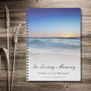 Beach Ocean Blue Memorial of Funeral Guest Book Notitieboek