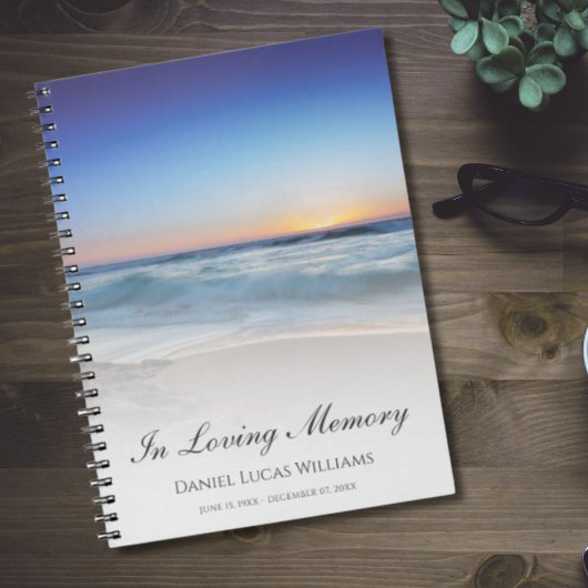 Beach Ocean Blue Memorial of Funeral Guest Book Notitieboek
