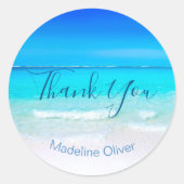 Beach Ocean Blue Sand Modern Bedankt Ronde Sticker (Voorkant)