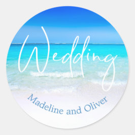 Beach Ocean Blue Sand Modern Destination Ronde Sticker