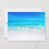 Beach Ocean Blue Sand Modern Destination RSVP Kaartje (Achterkant)