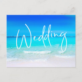 Beach Ocean Blue Sand Modern Destination Uitnodiging Briefkaart