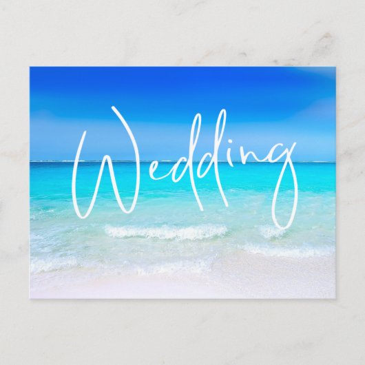 Beach Ocean Blue Sand Modern Destination Uitnodiging Briefkaart (Voorkant)