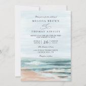 Beach Ocean Destination Elegant QR Code Wedding Kaart (Voorkant)