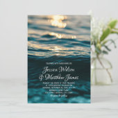 Beach Ocean Destination Nautical Sunset Wedding Kaart (Staand voorkant)