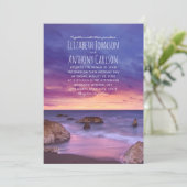 Beach Ocean Destination Sunset Nautical Wedding Kaart (Staand voorkant)