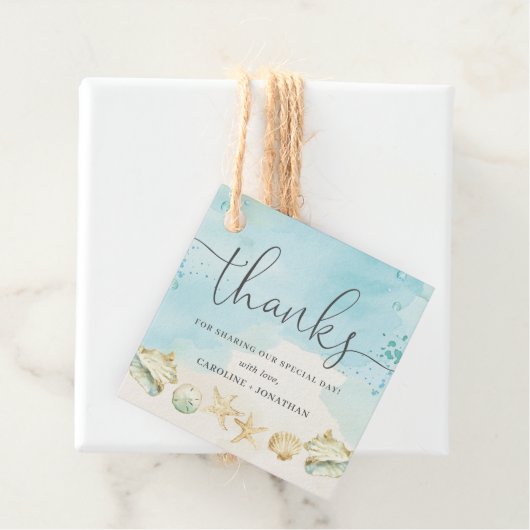Beach Ocean Destination Wedding Bedankt Bedankjes Labels (In situ)
