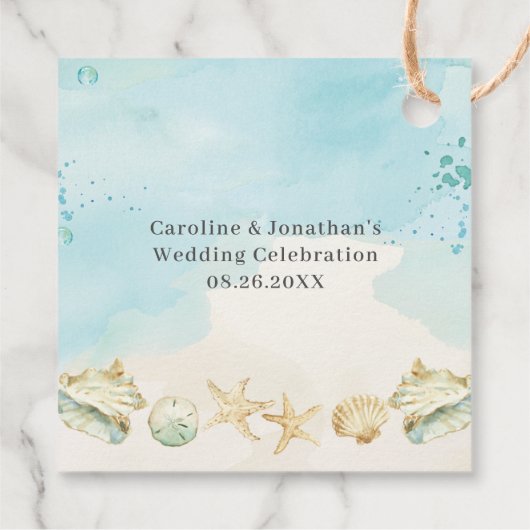 Beach Ocean Destination Wedding Bedankt Bedankjes Labels (Achterkant)
