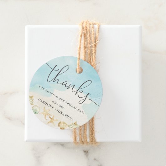 Beach Ocean Destination Wedding Bedankt Bedankjes Labels (In situ)