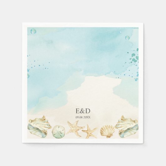 Beach Ocean Destination Wedding Bridal Birthday Servet (Voorkant)