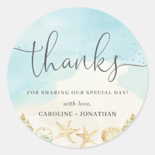 Beach Ocean Destination Wedding Dankjewel Ronde Sticker