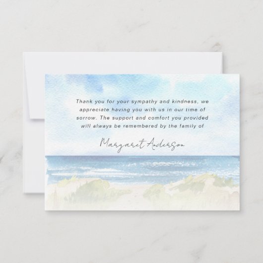 Beach Ocean Foto Begrafenissympathie Dank u Bedankkaart (Achterkant)