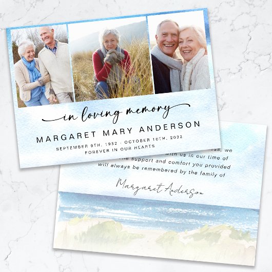 Beach Ocean Foto Begrafenissympathie Dank u Kaart