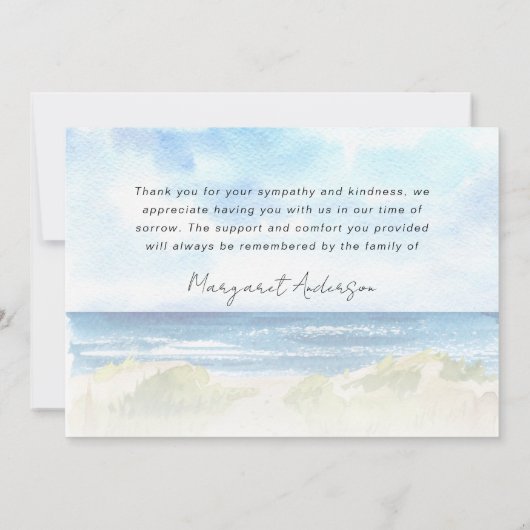 Beach Ocean Foto Begrafenissympathie Dank u Kaart (Achterkant)