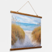 Beach Ocean Grasses Sand Dunes Pathway Art Hangend Wandkleed (Gebogen)