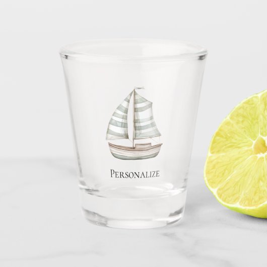 Beach Ocean Green White Boat Shot Glas (Voorkant)