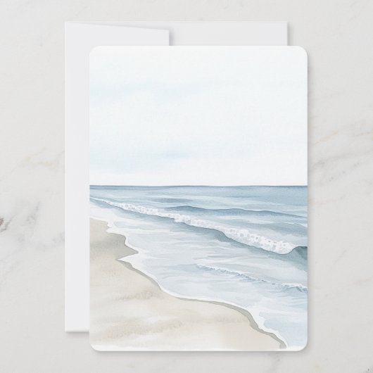 Beach Ocean Heart Sand Wedding Kaart (Achterkant)